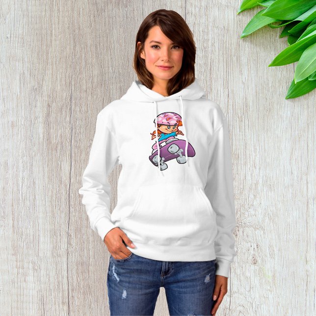 Pull À Capuche Fille skateur Casque rose Planche à roulettes (Créateur téléchargé)