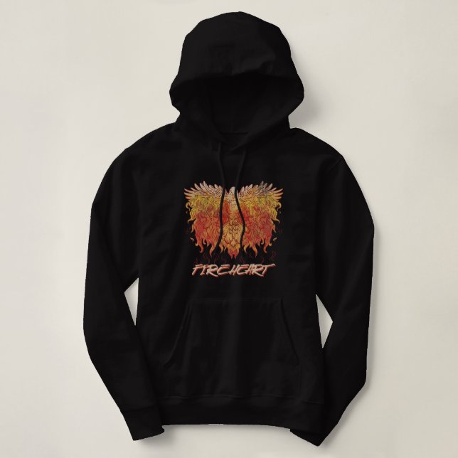 Pull À Capuche Fireheart Phoenix Oiseau Feu Amour Mythique Magie  (Design devant)