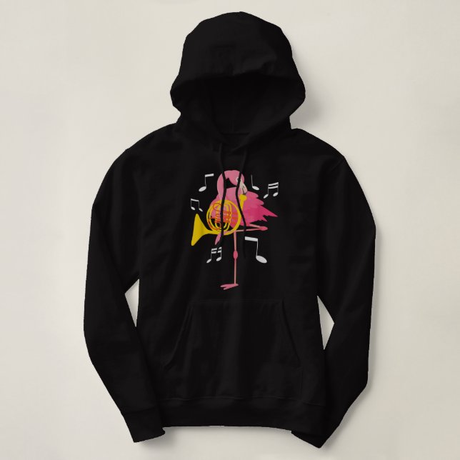 Pull À Capuche Flamant rose Jouer Français Horn Joueur Français H (Design devant)