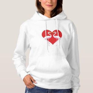 Pull À Capuche Flamants roses blancs mignons rose avec coeur roug