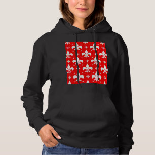Pull À Capuche Fleur de lis rouge Motif