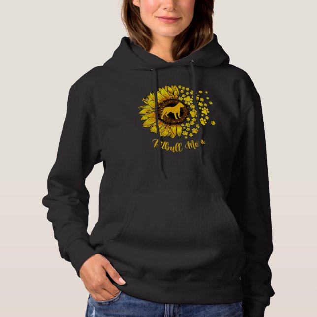 Pull À Capuche Fleur de soleil Pitbull Maman Amoureux des chiens  (Devant)