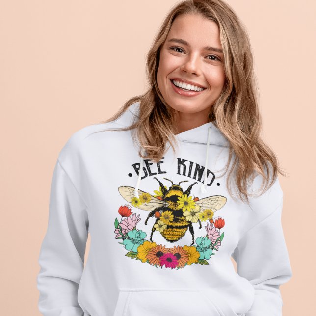 Pull À Capuche Fleurs sauvages d'abeilles Graphisme Décontracté (Créateur téléchargé)