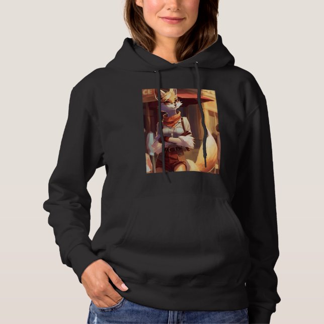 Pull À Capuche Flirty Anthro Furry Fox Girl CasualClothing Dapple (Devant)