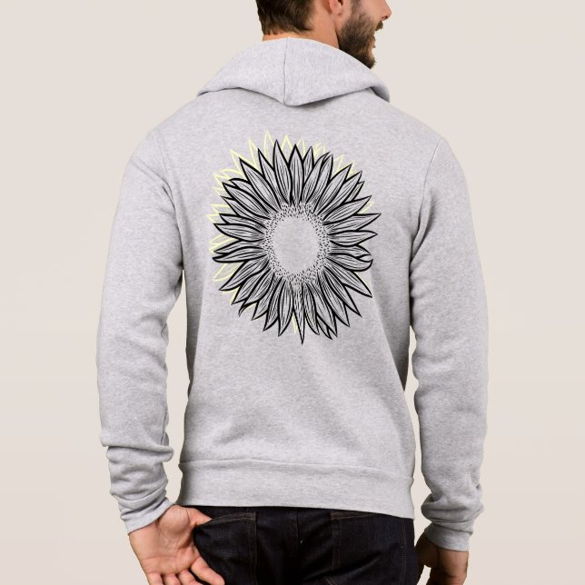 Pull À Capuche Flore Rustique Tournesol Main tiré (Dos)