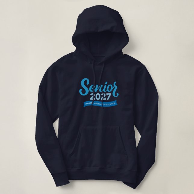 Pull À Capuche Florida Virtual HS, Sweat-shirt Senior 2027 Femme (Design devant)