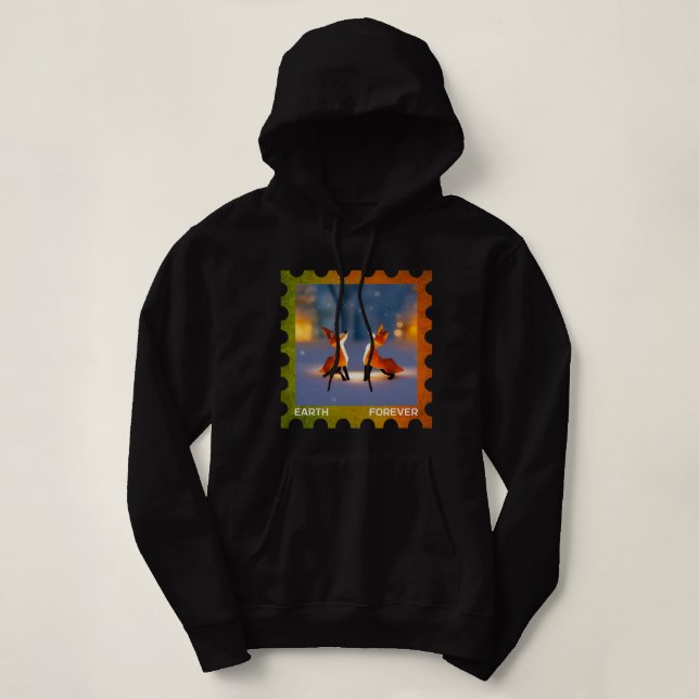 Pull À Capuche Fox Lover EARTH FOVER De l'environnement Protectio (Design devant)