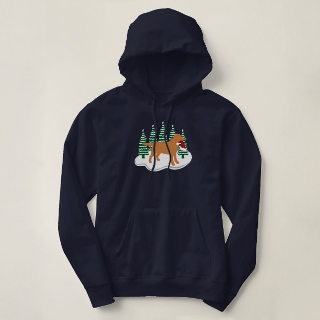 Pull À Capuche Fox Red Labrador Noël Arbres À feuillage persistan (Design devant)