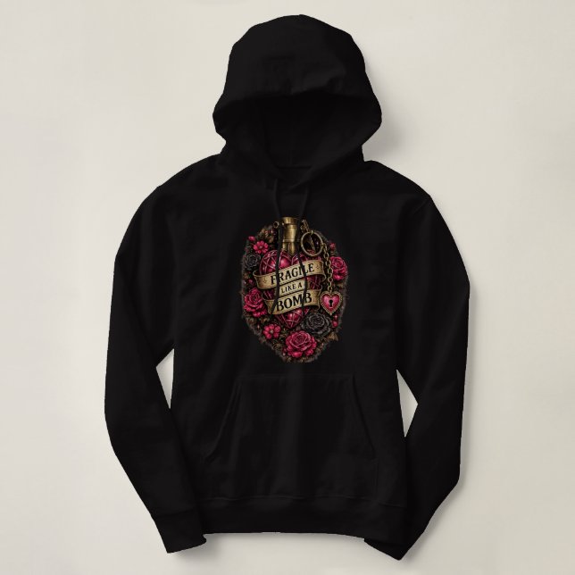 Pull À Capuche Fragile comme un sweat-shirt à bombe (Design devant)