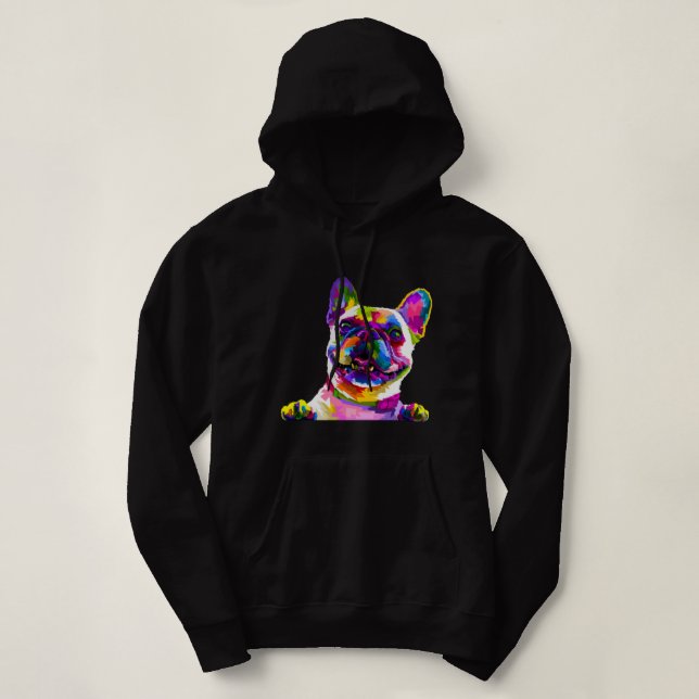 Pull À Capuche Français Bulldog Pop Portrait d'art Bouledogu (Design devant)