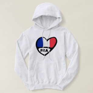 Pull À Capuche France Code Pays Coeur Drapeau, FRA