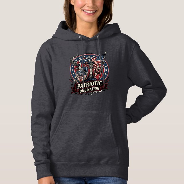Pull À Capuche Frankenstein patriotique brute de liberté Monstre  (Devant)