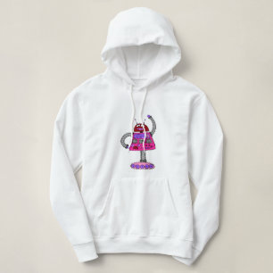 Pull À Capuche Frankie Robot : Rose sur blanc