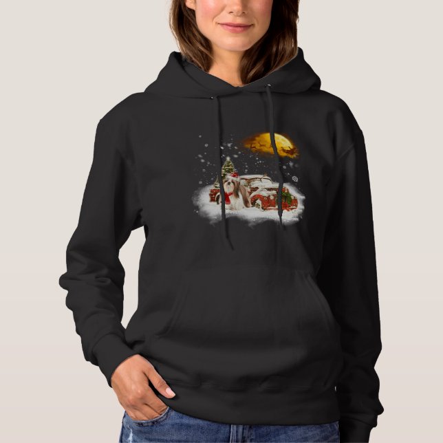 Pull À Capuche Funky Chien Tzu Chien Chaussure Camion Rouge Noël  (Devant)