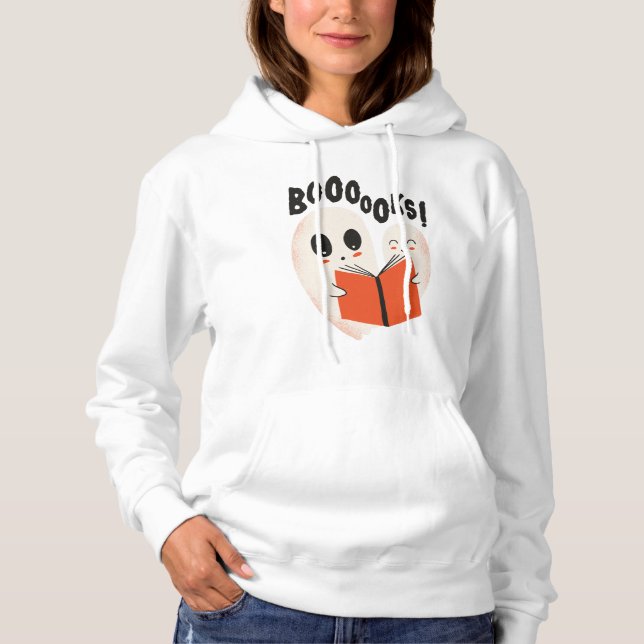 Pull À Capuche Funny Bookworm Ghost Halloween Costume Booooks (Devant)