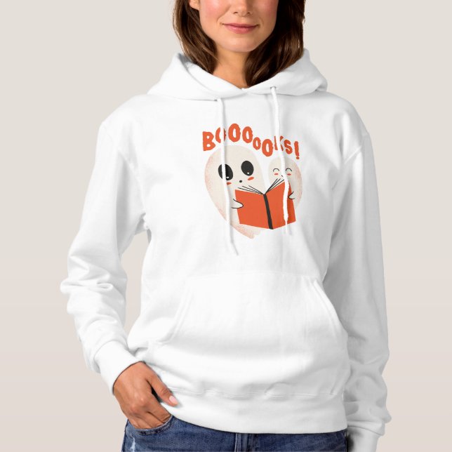 Pull À Capuche Funny Bookworm Ghost Halloween Costume Boooooks (Devant)