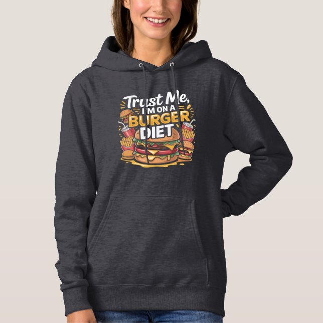 Pull À Capuche Funny Burger Diet Graphic T-Shirt Design (Devant)