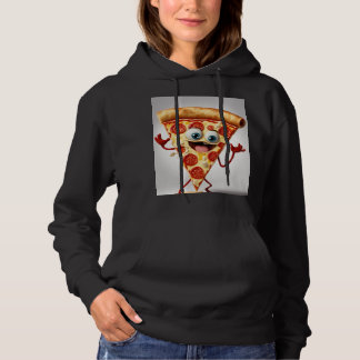 Pull À Capuche Funny Cartoon Pizza Slice T-Shirt - Cute Anthropom
