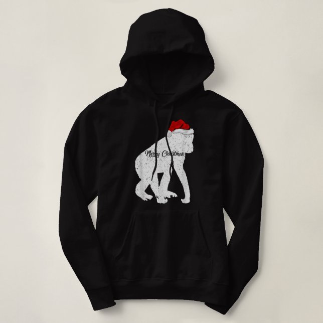 Pull À Capuche Funny Chimpanzé Amoureux des animaux Santa Hat Chi (Design devant)