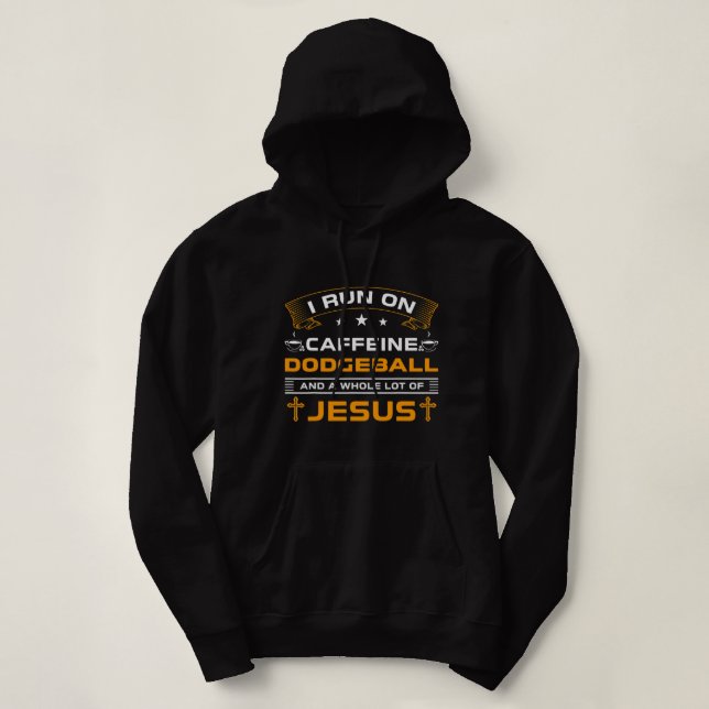 Pull À Capuche Funny Run Sur Le Café Jesus Dodgeball Amateurs Jou (Design devant)