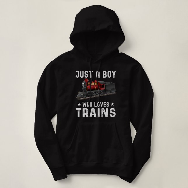 Pull À Capuche Garçons Drôle Juste Un Garçon Qui Aime Trains Ce G (Design devant)