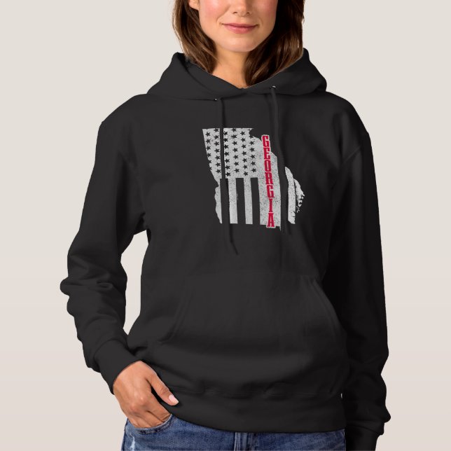 Pull À Capuche Géorgie American Flag State Map Fierté Patriotique (Devant)