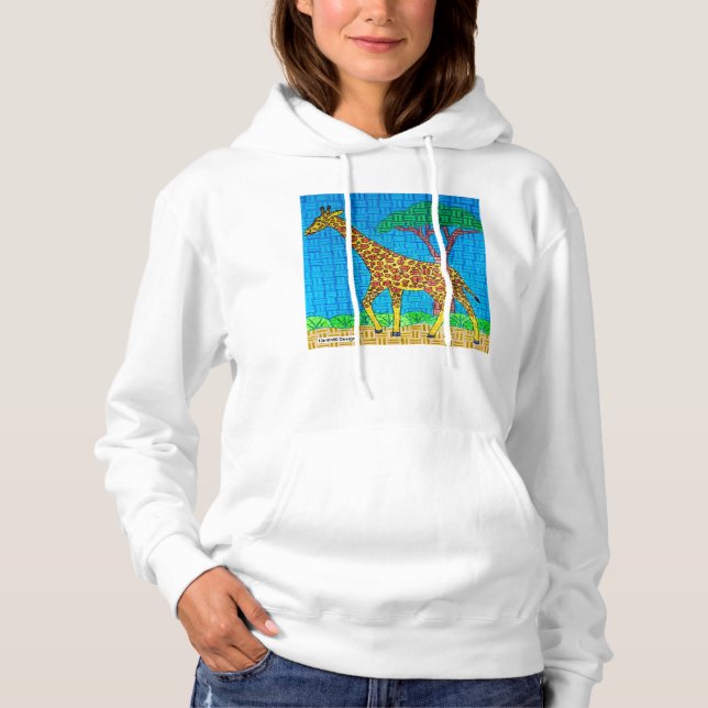 Pull À Capuche Girafe (blanc) - Sweat-shirt à capuche pour femme (Devant)