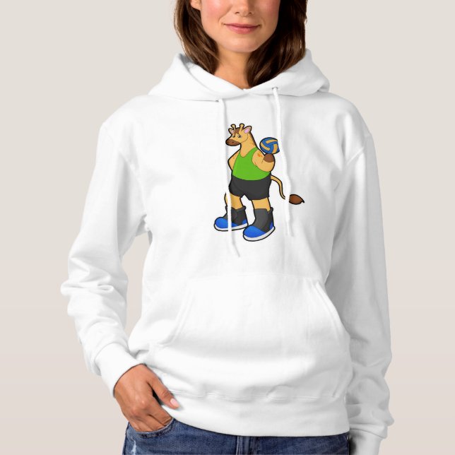 Pull À Capuche Girafe en tant que joueur de volleyball avec volle (Devant)