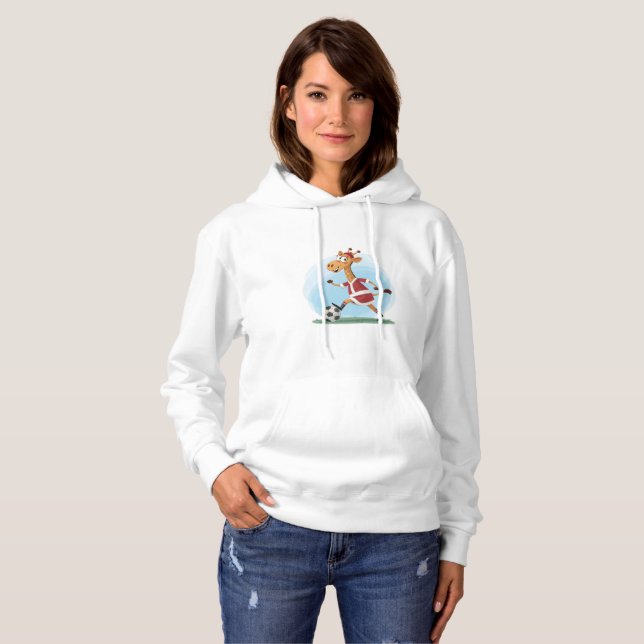 Pull À Capuche Giraffe in Christmas Outfit and Soccer Ball (Devant entier)