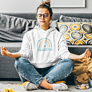 Pull À Capuche Girl Pastel Rainbow Star Typographie Merci