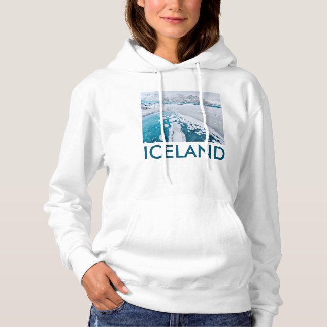 Pull À Capuche Glace de glacier gelée, Islande (Devant)