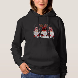 Pull À Capuche Gnomes Reindeer Noël Buffalo Plaid Noël Famille