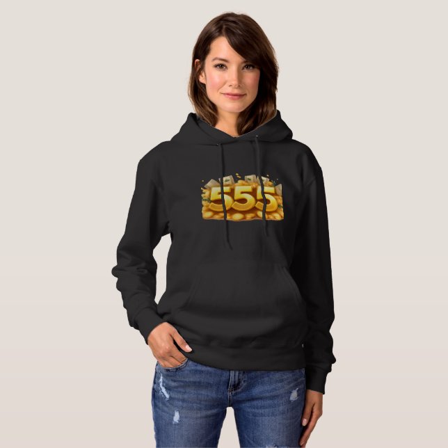 Pull À Capuche Golden 555 Hoodie – Spiritual & Stylish Black Hood (Devant entier)