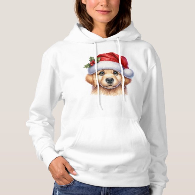 Pull À Capuche Golden Retriever Chien avec le Père Noël Style-825 (Devant)