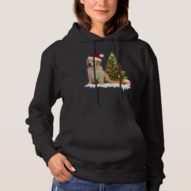 Pull À Capuche Golden Retriever Noël Fêtes de Noël (Devant)