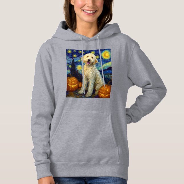 Pull À Capuche Goldendoodle Chien Mignon Halloween Jack O Lantern (Devant)
