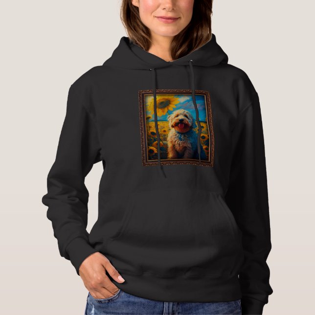 Pull À Capuche Goldendoodle Painting Sunflower Flower Mom Women F (Devant)