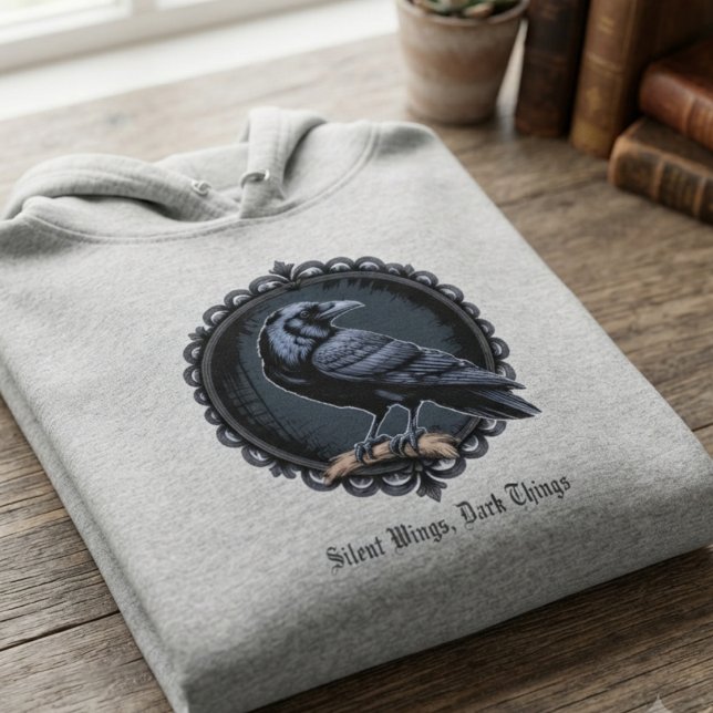 Pull À Capuche Gothique Corbeau Académie Sombre Alternative (Alternative raven graphic hoodie for dark academia fans for birthdays or anniversaries.)