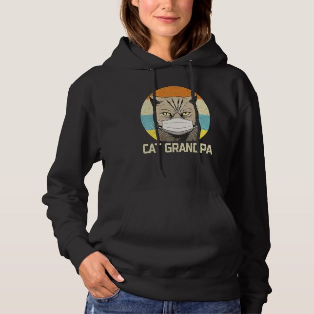 Pull À Capuche Grand-père Chat En Face Masque Fête des pères Quar (Devant)