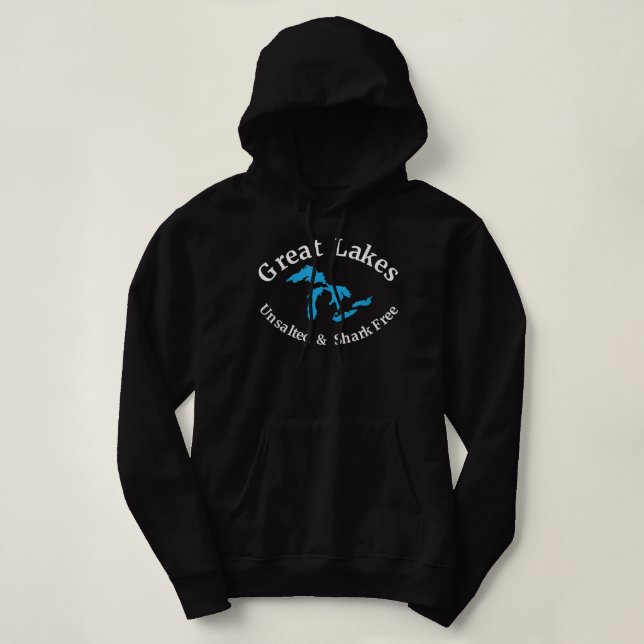 Pull À Capuche Grands Lacs non salés et sans requin (Design devant)