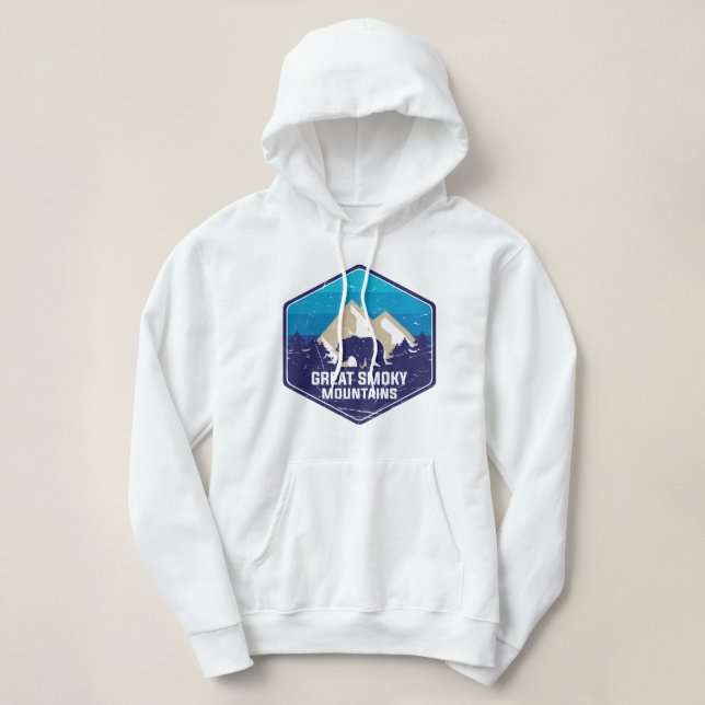 Pull À Capuche Great Smoky Mountains Parcs nationaux Ours Vintage (Design devant)