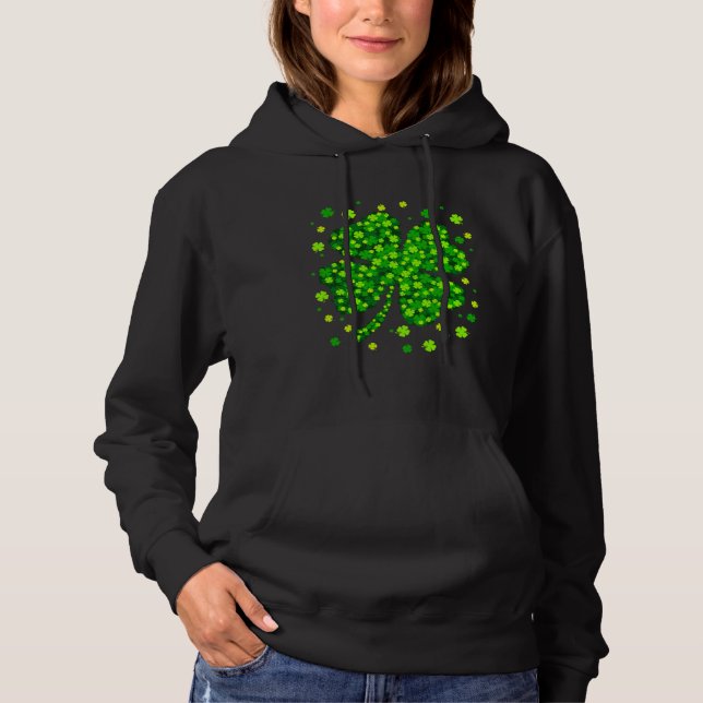Pull À Capuche Green Four Leaf Clover St Patrick's Day Irish Sham (Devant)