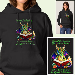 Pull À Capuche Green Purple Dragon Avertissement Lecture Livre Vo