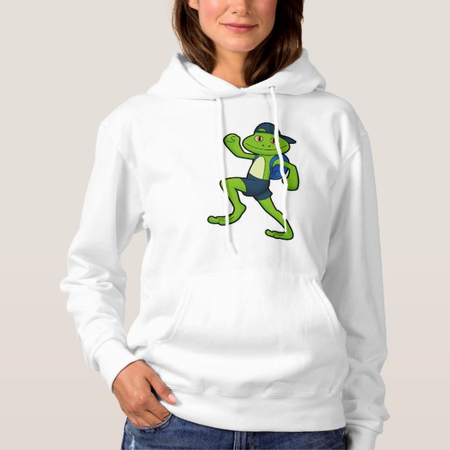 Pull À Capuche Grenouille à la course avec sac à dos et Casquette (Devant)