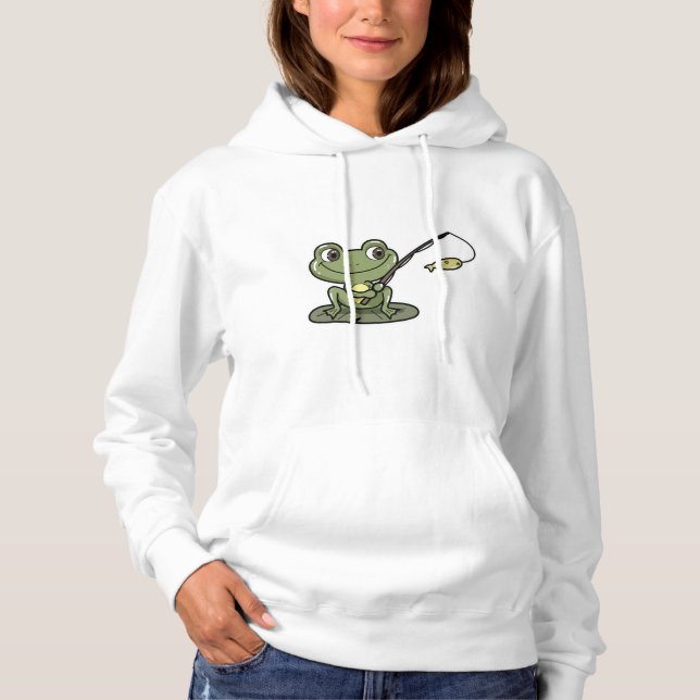 Pull À Capuche Grenouille à la pêche avec canne à pêche (Devant)
