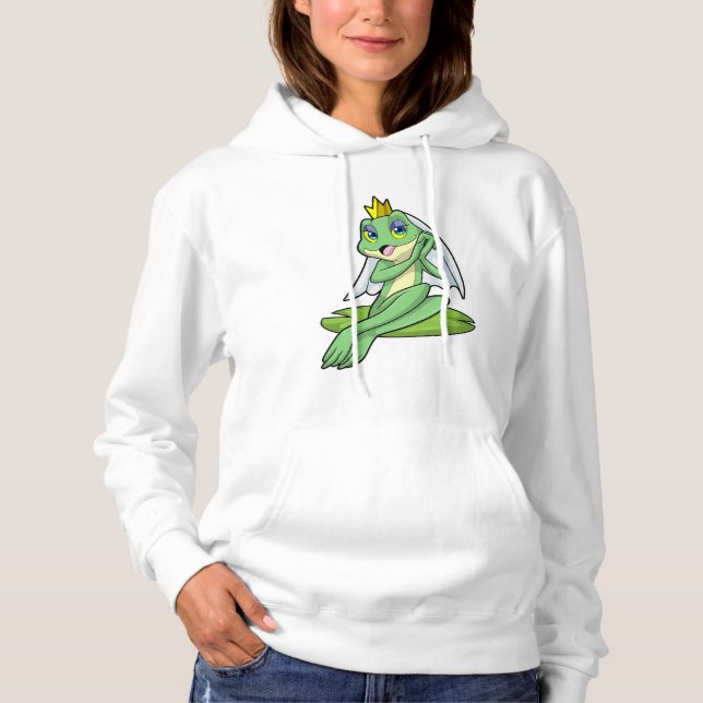 Pull À Capuche Grenouille en mariée au mariage avec couronne (Devant)