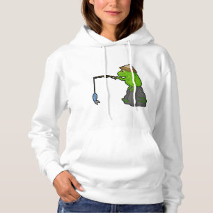 Pull À Capuche Grenouille sur pierre à la pêche avec bâtonnet de 