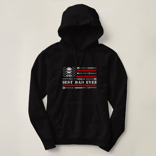 Pull À Capuche Grill BBBQ Mens Meilleur Papa Jamais (Design devant)