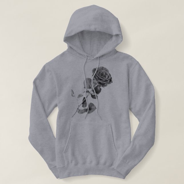 Pull À Capuche Gris Belles femmes Roses (Design devant)