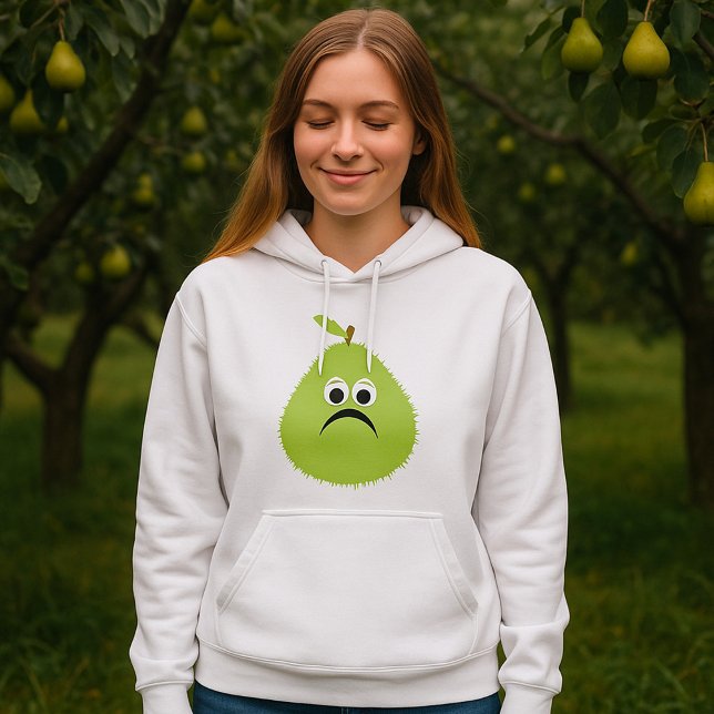 Pull À Capuche Grumpy Fuzzy Pear Visage Fruit drôle Caractère (Créateur téléchargé)